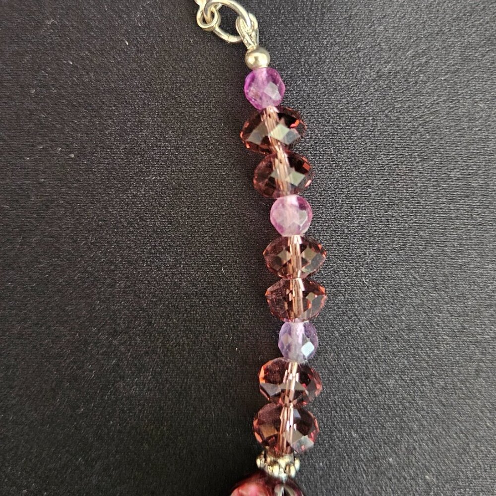 Hand Crafted Carved Amethyst Fluorite Necklace and Bracelet Ensemble - Picture 7 of 12